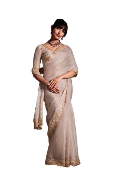 Flosive Women's Havy Organza Silk Saree With Unstitched Blouse Piece - Party & Wedding Were - Image 5