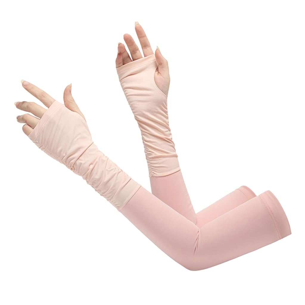 PALAY Hand Gloves for Sun Protection with Arm Sleeves for Women Men, Nylon Ice Silk Sun Protection Gloves Women Cooling UV Hand Cover Arm Sleeves for Bike Riding - Anti-slip - Image 5