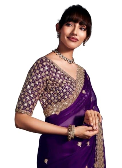 Flosive Women's Havy Organza Silk Saree With Unstitched Blouse Piece - Party & Wedding Were - Image 7