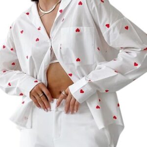 Full Sleeves Shirt,Valentine Shirt,Women Shirt, Shirt for Women,Summer Shirt,Regular Wear Shirt, Heart Print Shirt,Heart Shirt, Cotton Fabric Shirt,Shirt01 for Women.