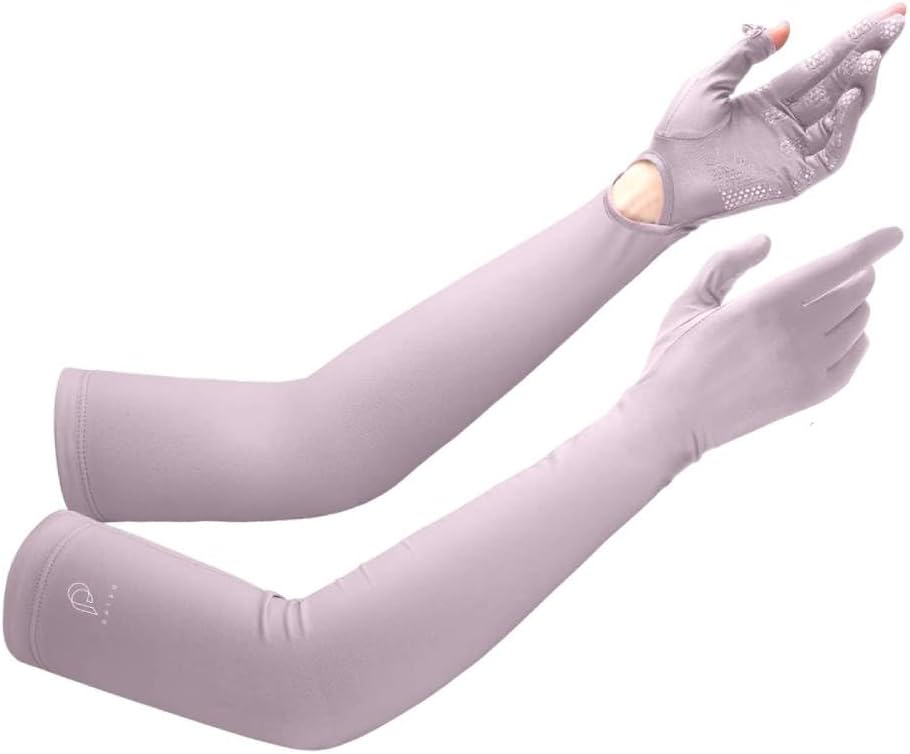 PALAY Hand Gloves for Sun Protection with Arm Sleeves for Women Men, Nylon Ice Silk Sun Protection Gloves Women Cooling UV Hand Cover Arm Sleeves for Bike Riding - Anti-slip - Image 7