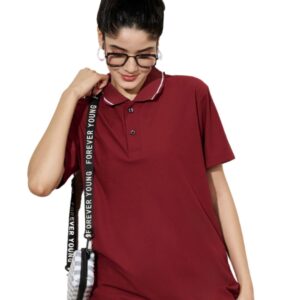 LEOTUDE Half Sleeve Regular Loose Fit Tshirt for Women, Polo Collor NeckHalf Sleeves Solid Relex Fit Polo Tshirt Tops for Women