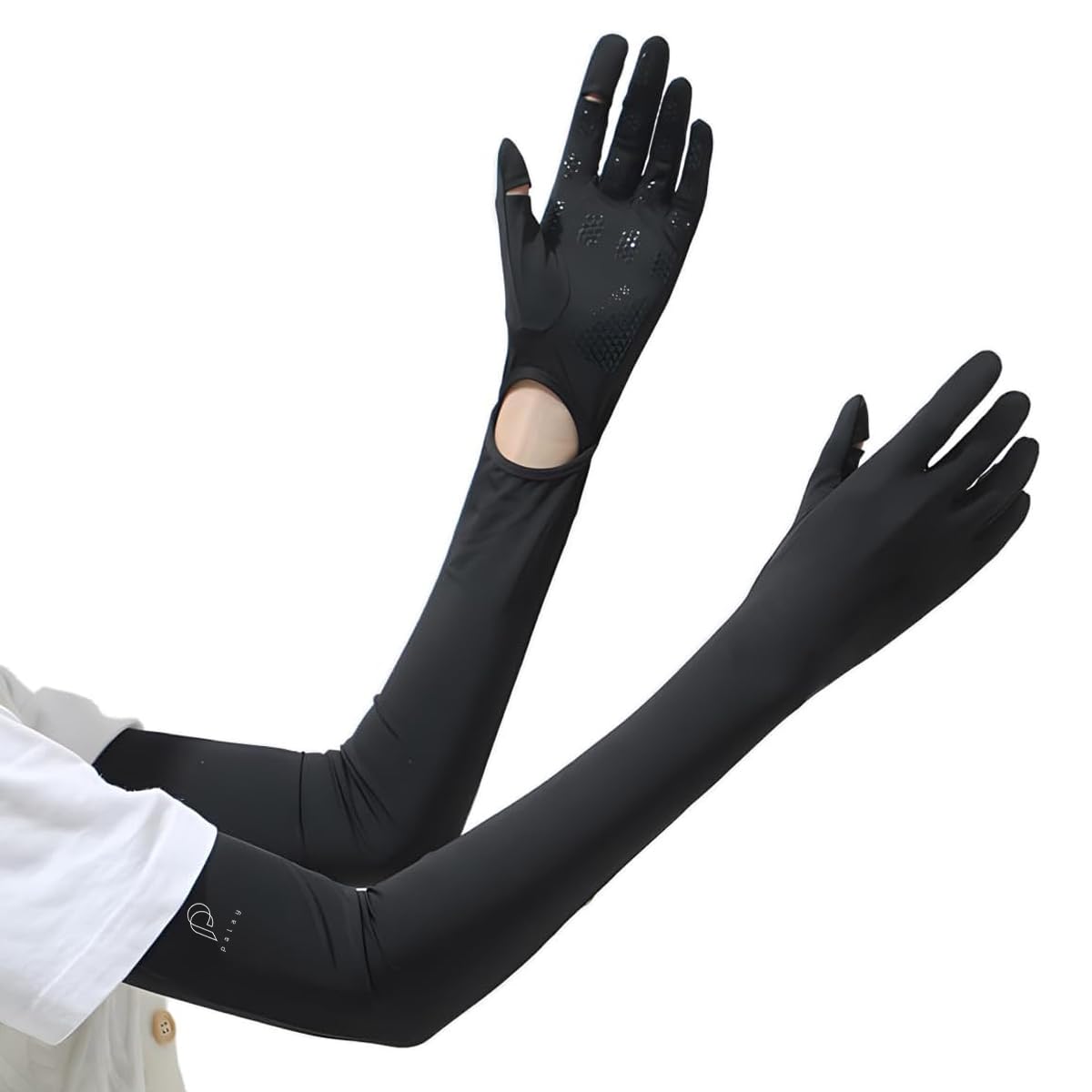 PALAY Hand Gloves for Sun Protection with Arm Sleeves for Women Men, Nylon Ice Silk Sun Protection Gloves Women Cooling UV Hand Cover Arm Sleeves for Bike Riding - Anti-slip - Image 4