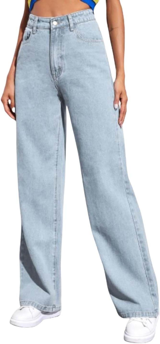 KOTTY Women’s High Waist Denim Jeans | Straight, Relaxed & Wide Leg Fit | Light Blue, Dark Blue & Black | Casual Regular Length Fashion Wear - Image 7