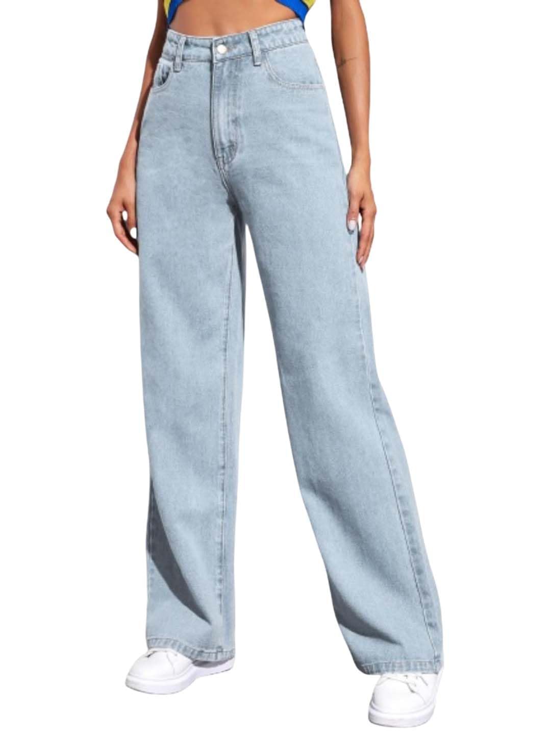 KOTTY Women’s High Waist Denim Jeans | Straight, Relaxed & Wide Leg Fit | Light Blue, Dark Blue & Black | Casual Regular Length Fashion Wear - Image 3