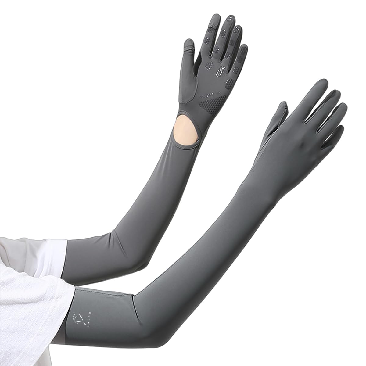 PALAY Hand Gloves for Sun Protection with Arm Sleeves for Women Men, Nylon Ice Silk Sun Protection Gloves Women Cooling UV Hand Cover Arm Sleeves for Bike Riding - Anti-slip - Image 6