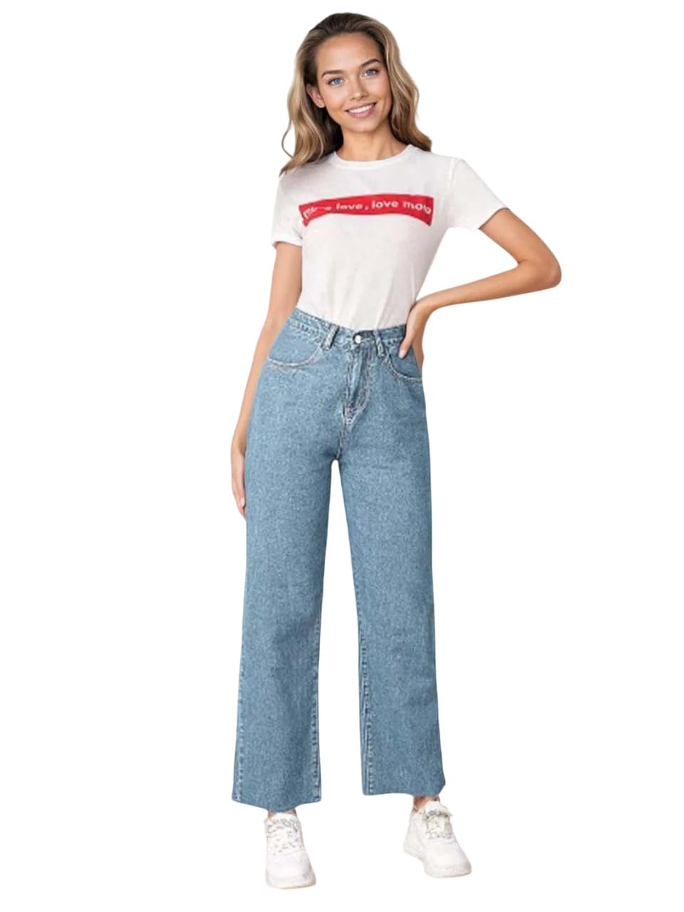 KOTTY Women’s High Waist Denim Jeans | Straight, Relaxed & Wide Leg Fit | Light Blue, Dark Blue & Black | Casual Regular Length Fashion Wear - Image 6