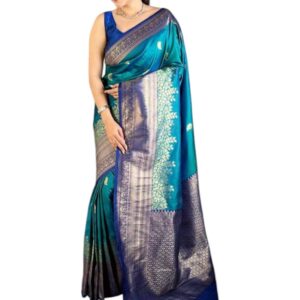 Women's Original Royal Rajwadi Pure Soft Kanchi Pattu Kanjivaram Kanchipuram Dola Two ton Silk Banarasi Style Saree With Blouse piece