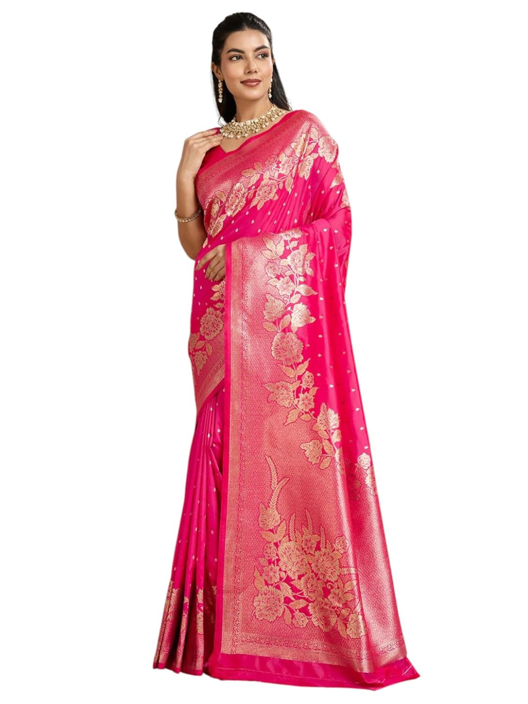 Women's Original Rajwadi Pure kanchipuram Kanjivaram Zari Banarasi Silk Desinger Saree With Blouse Piece - Image 3