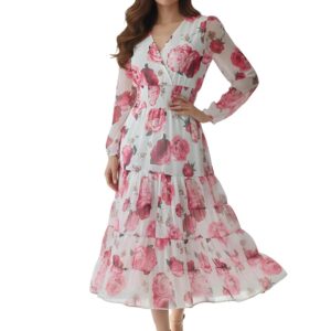 Leriya Fashion Dress for Woman | Maxi Dress for Women Stylish | Women’s Elegant A Line Dresses Summer Long Georgette with Floral Prints | Perfect Gaun Wear for Womens