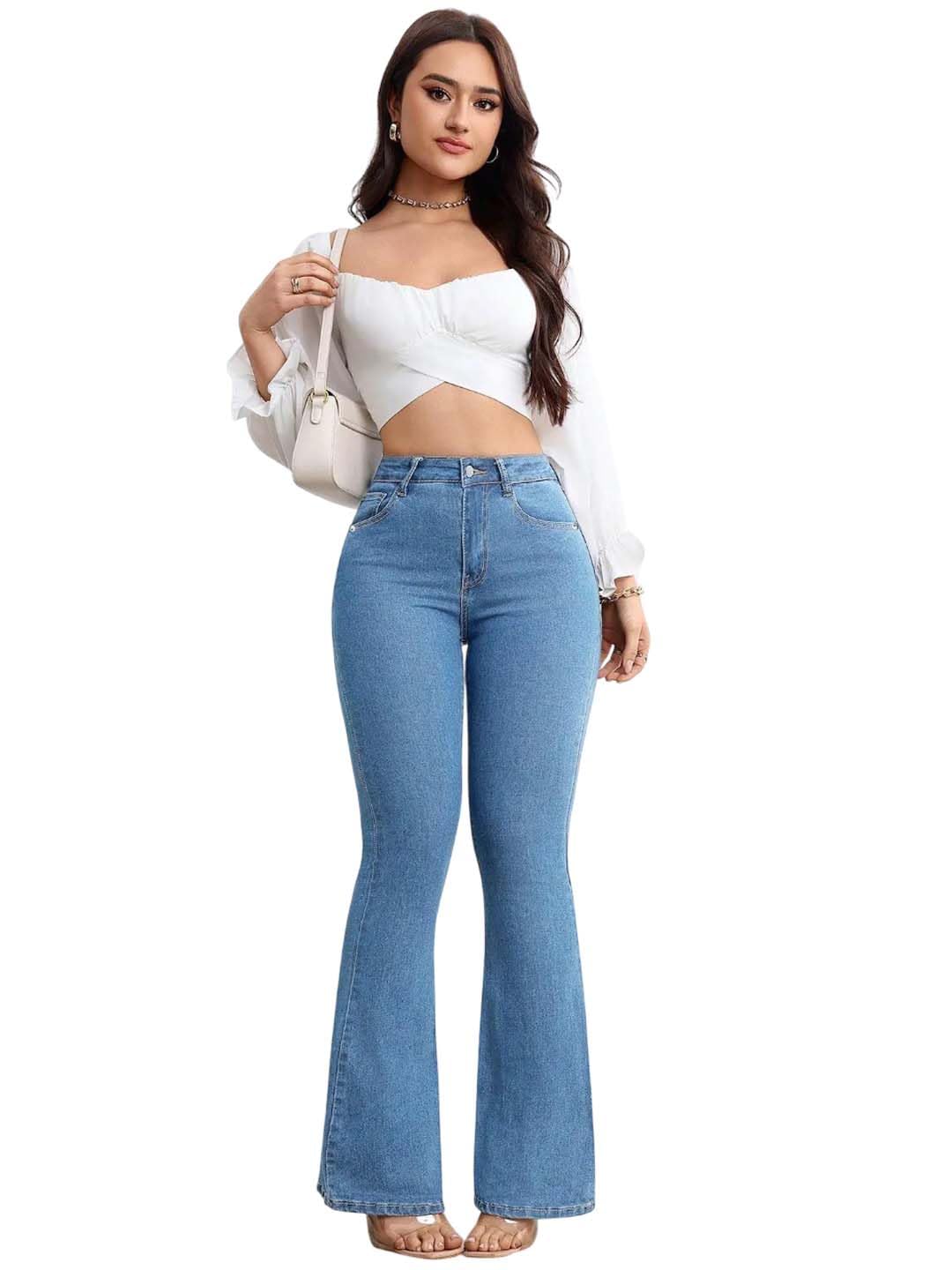 KOTTY Women's High Waist Flared Fit Stretchable Denim Jeans for Casual - Image 4