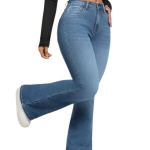 Ben Martin Women’s High Waist Jeans || Flared Bell Bottom Bootcut Pants || Wide Leg Stretch Denim – Perfect for Travel, Party & Everyday Use – Sizes 26–40 (2)