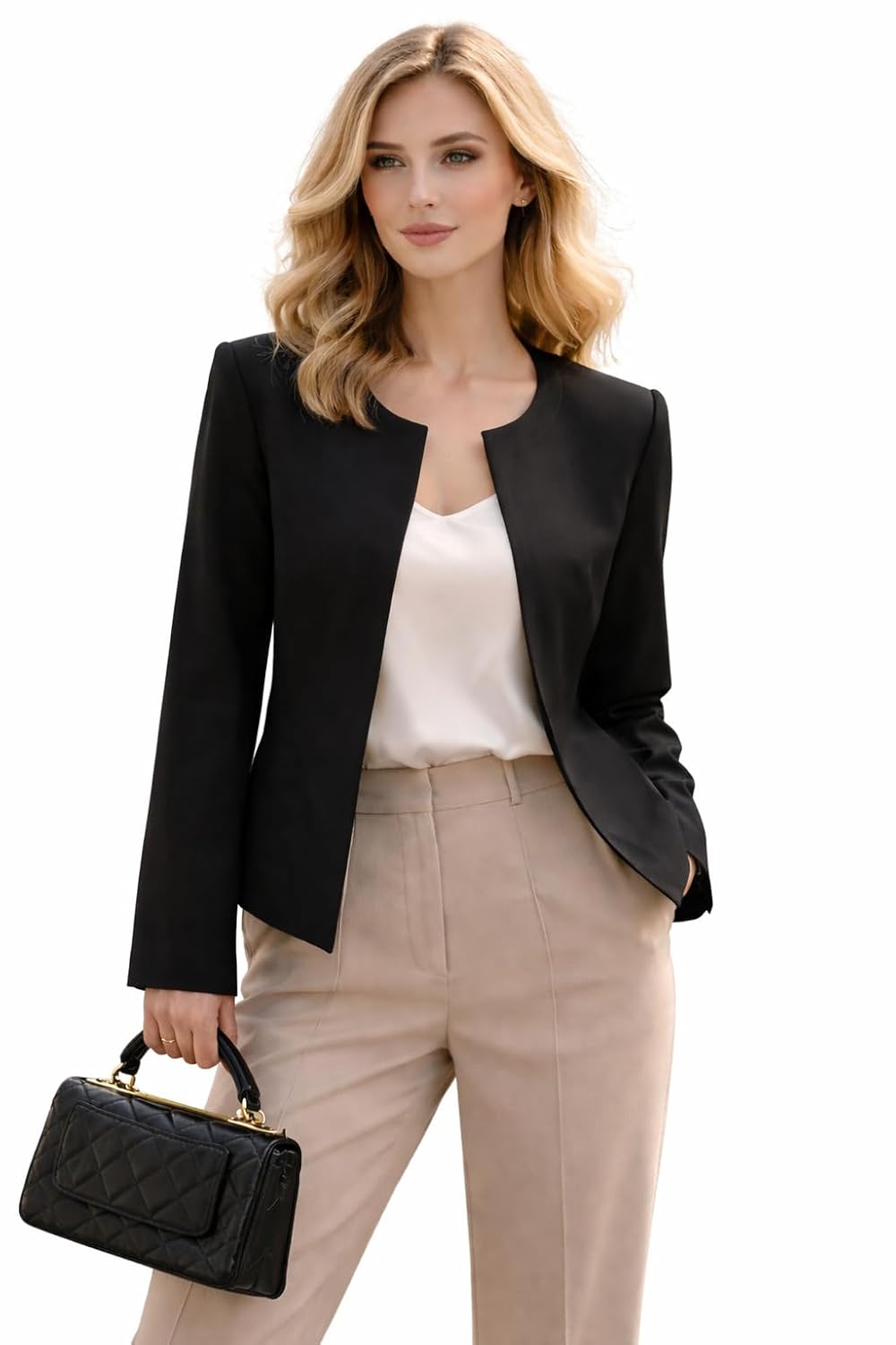 Toochki Women's Blazers | Blazer for Women | Top | Tshirt | Tops for Woman | Open Front Jacket | Coat Light Weight | Round Neck Long line Jackets Blouse | Formal | Fashion-Forward | Regular Fit - Image 3
