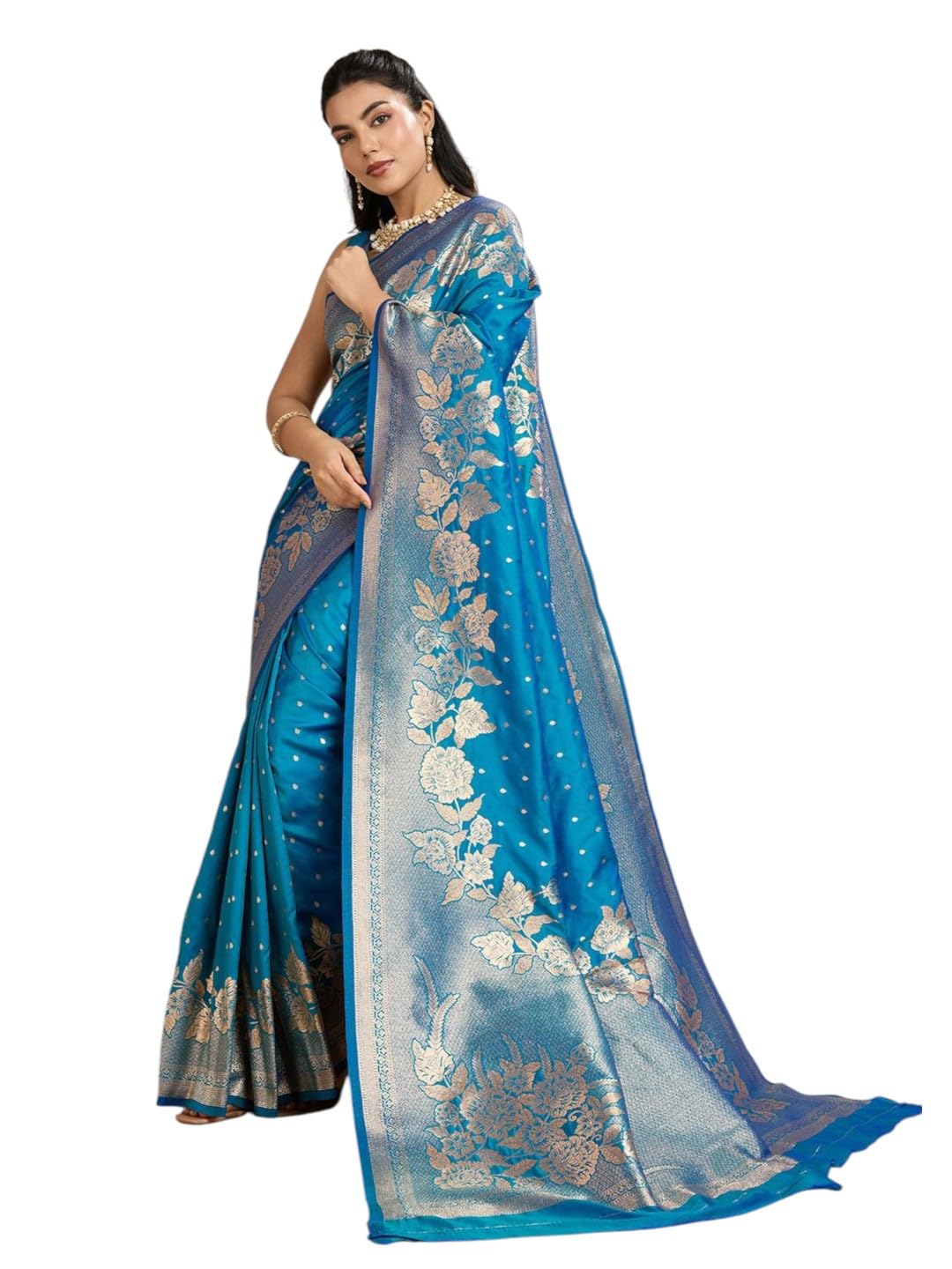 Women's Original Rajwadi Pure kanchipuram Kanjivaram Zari Banarasi Silk Desinger Saree With Blouse Piece - Image 6