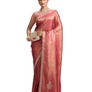 MOHEY Women's Art Silk Mirror Work, Stone Work, Weave Saree with Blouse Piece