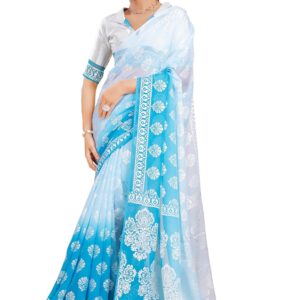 Garden Vareli Viscose Brasso Floral Print Saree with Unstitched Blouse Piece