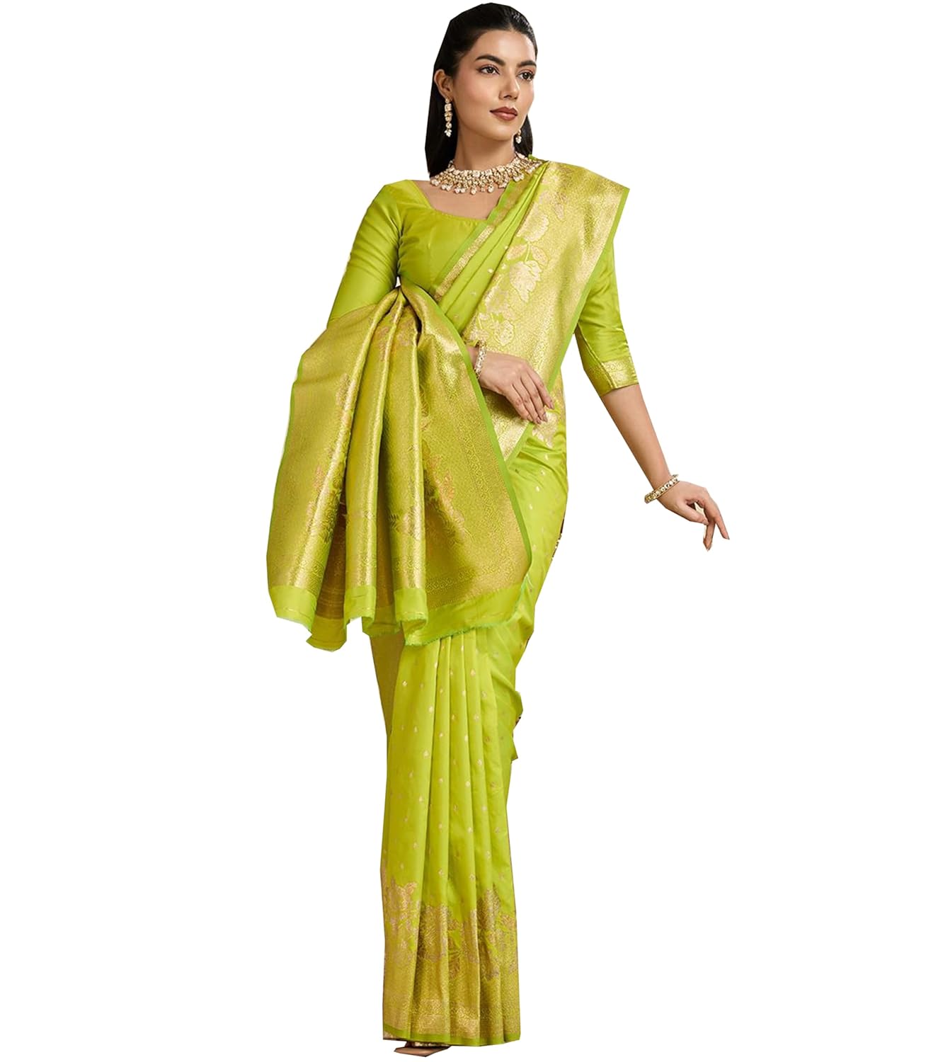 Women's Original Rajwadi Pure kanchipuram Kanjivaram Zari Banarasi Silk Desinger Saree With Blouse Piece - Image 2