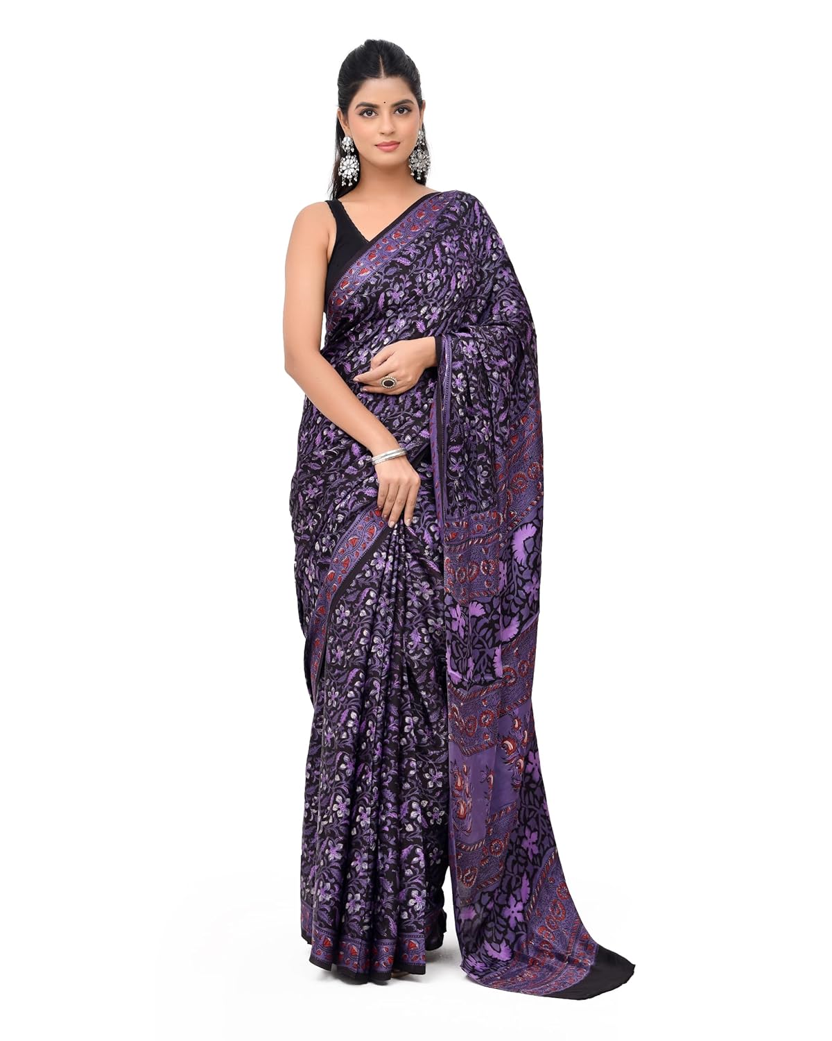Heritage Modal Silk Saree | Hand Block Printed with Sustainable Dyes | Handcrafted by Skilled Artisans - Image 4