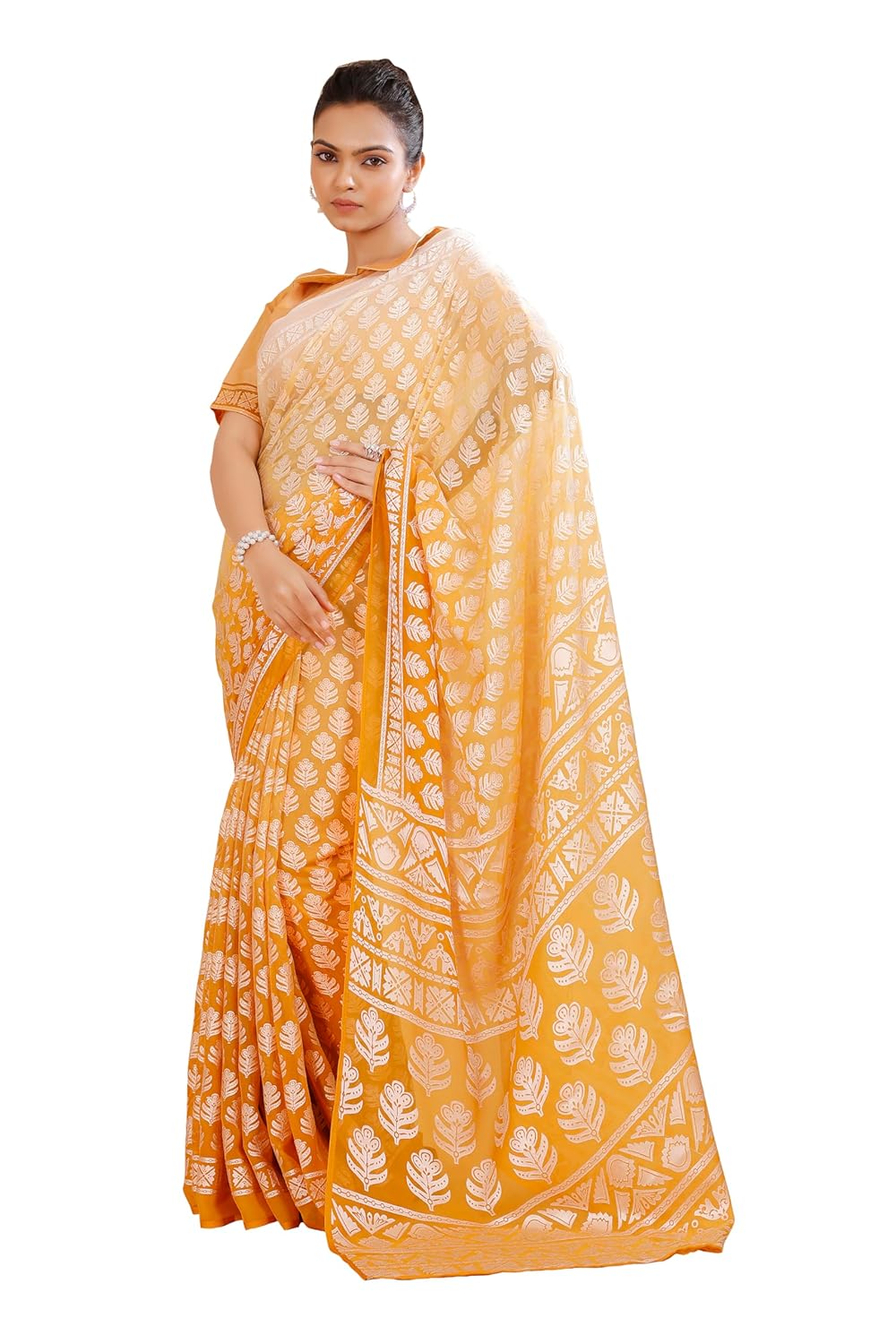 Garden Vareli Viscose Brasso Floral Print Saree with Unstitched Blouse Piece - Image 11